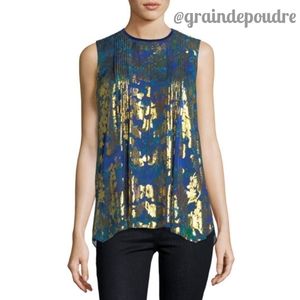 Rare! Elie Tahari Bergdorf Goodman Exclusive Metallic Paisley Sleeveless Top S